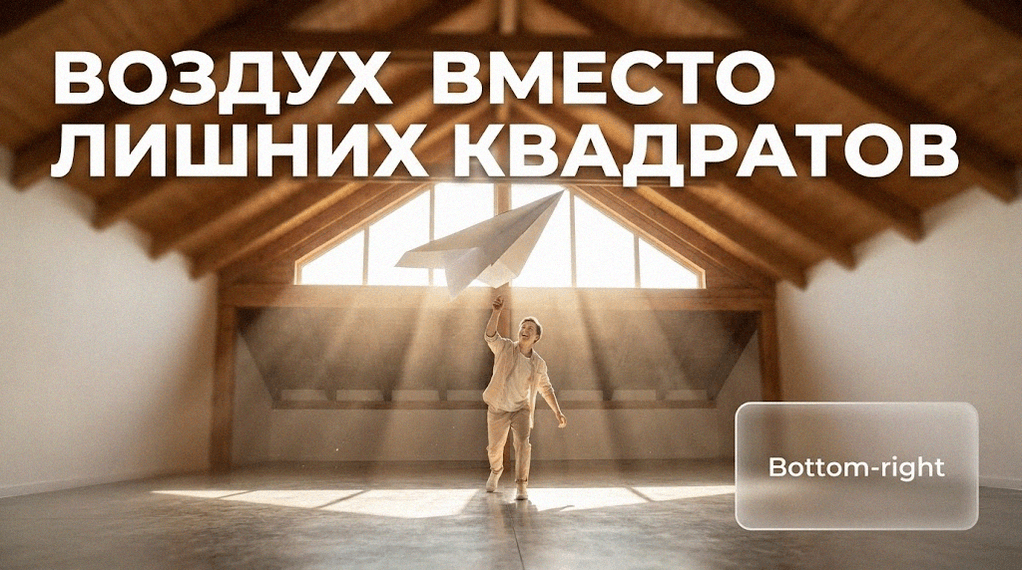 Светлый просторный интерьер с высокими потолками, показывающий преимущество объема помещения