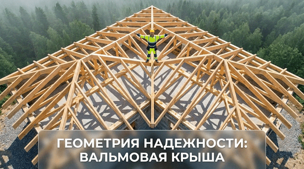 Чертеж и схема стропильной системы вальмовой крыши для обеспечения надежности конструкции