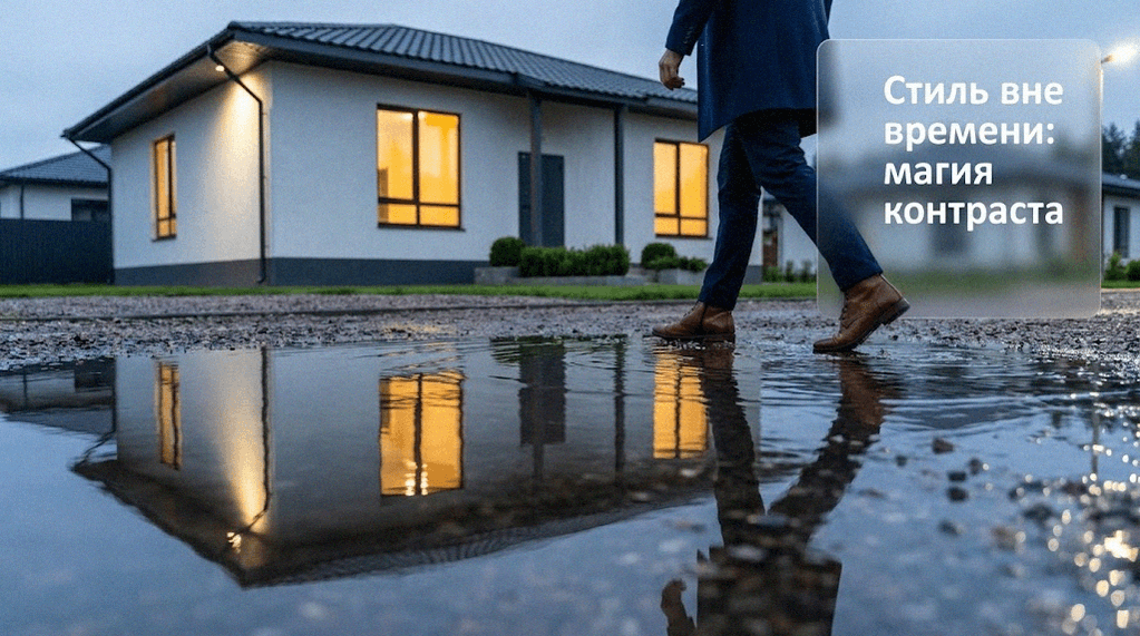 Фасад дома с белой штукатуркой и темной крышей - стильное архитектурное решение