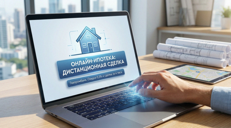 Логотип Газпромбанка и интерфейс онлайн-заявки на ипотеку