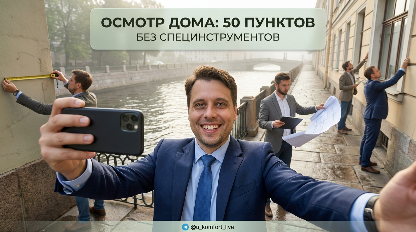 Процесс визуального осмотра дома покупателем по чек-листу