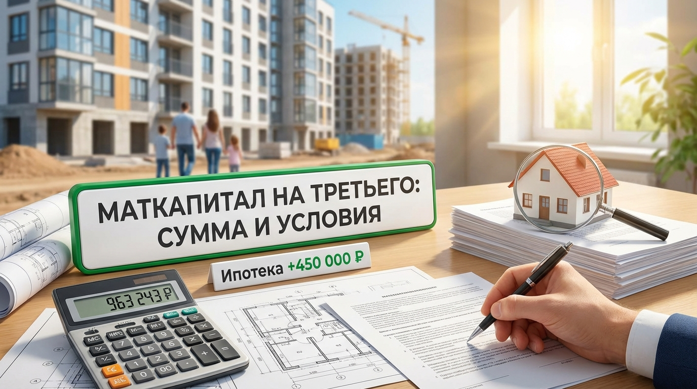 Сертификат на материнский капитал и деньги для многодетной семьи с тремя детьми