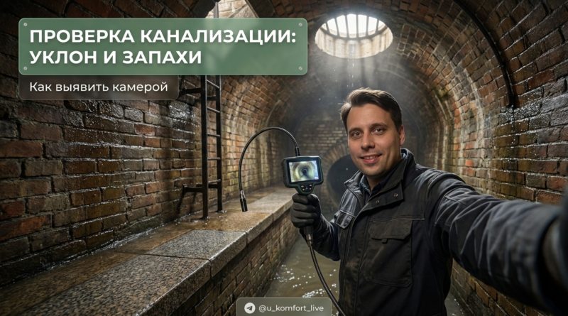Проверка уклона канализации и поиск запахов с помощью камеры