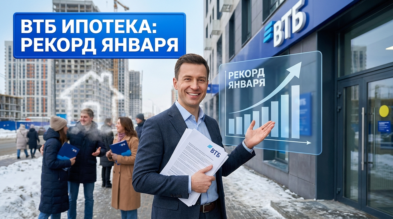 График рекордной выдачи ипотеки в России по данным ВТБ за январь