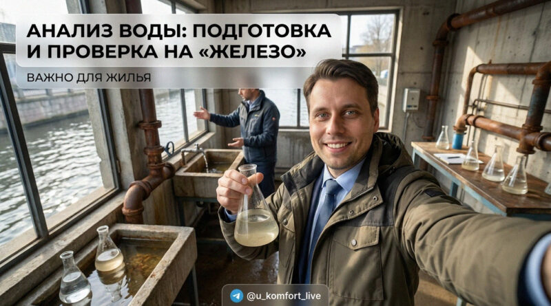 Отбор пробы воды в контейнер для лабораторного анализа на содержание железа