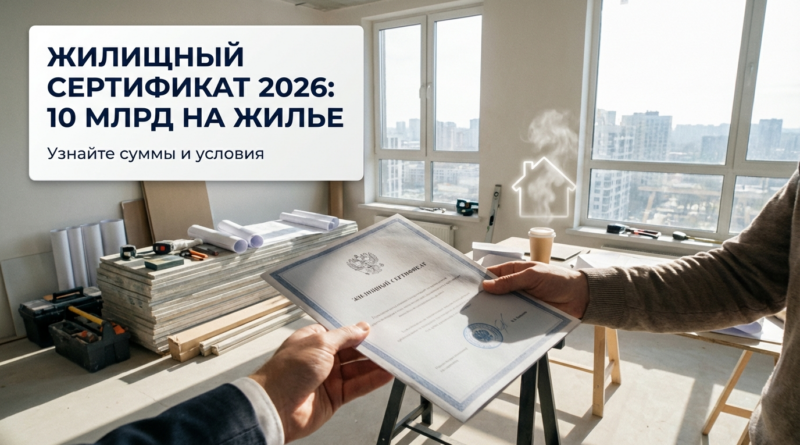Государственный жилищный сертификат и пачки денег 10 млрд рублей